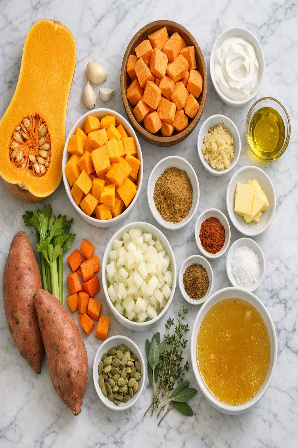 Butternut Squash And Sweet Potato Soup Recipe ingredients