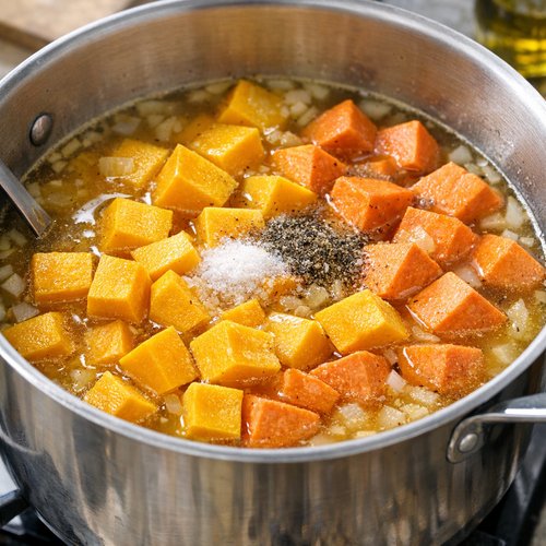 Step 2: Add Vegetables and Broth, Then Simmer